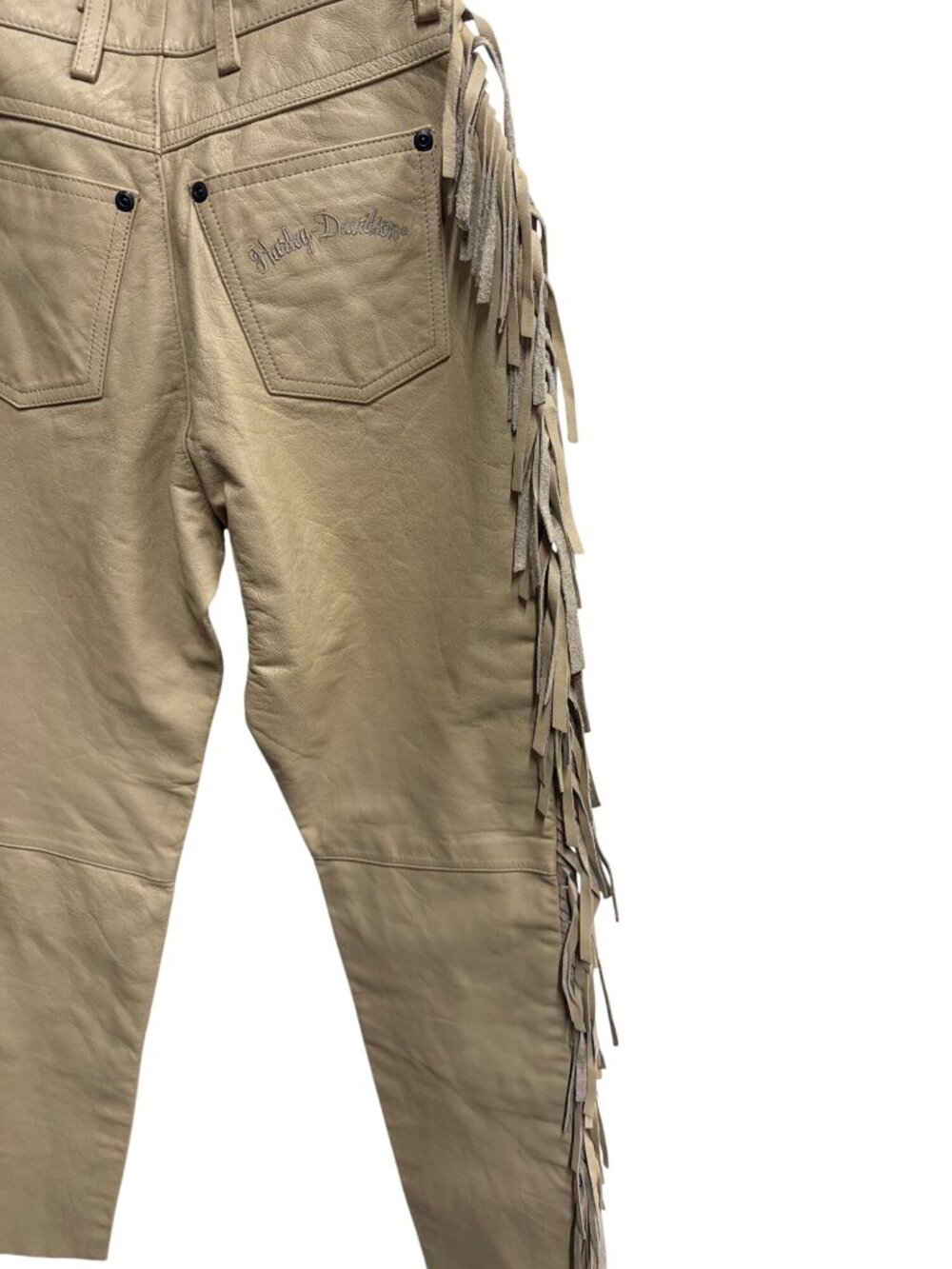 Harley-Davidson Kids Tan Leather Fringe Pants Size XL With Tags - Picture 8 of 8